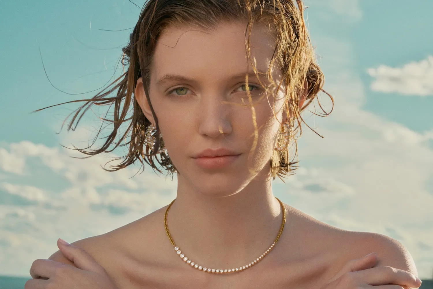 Asymmetrical Diamond Bubble Necklace