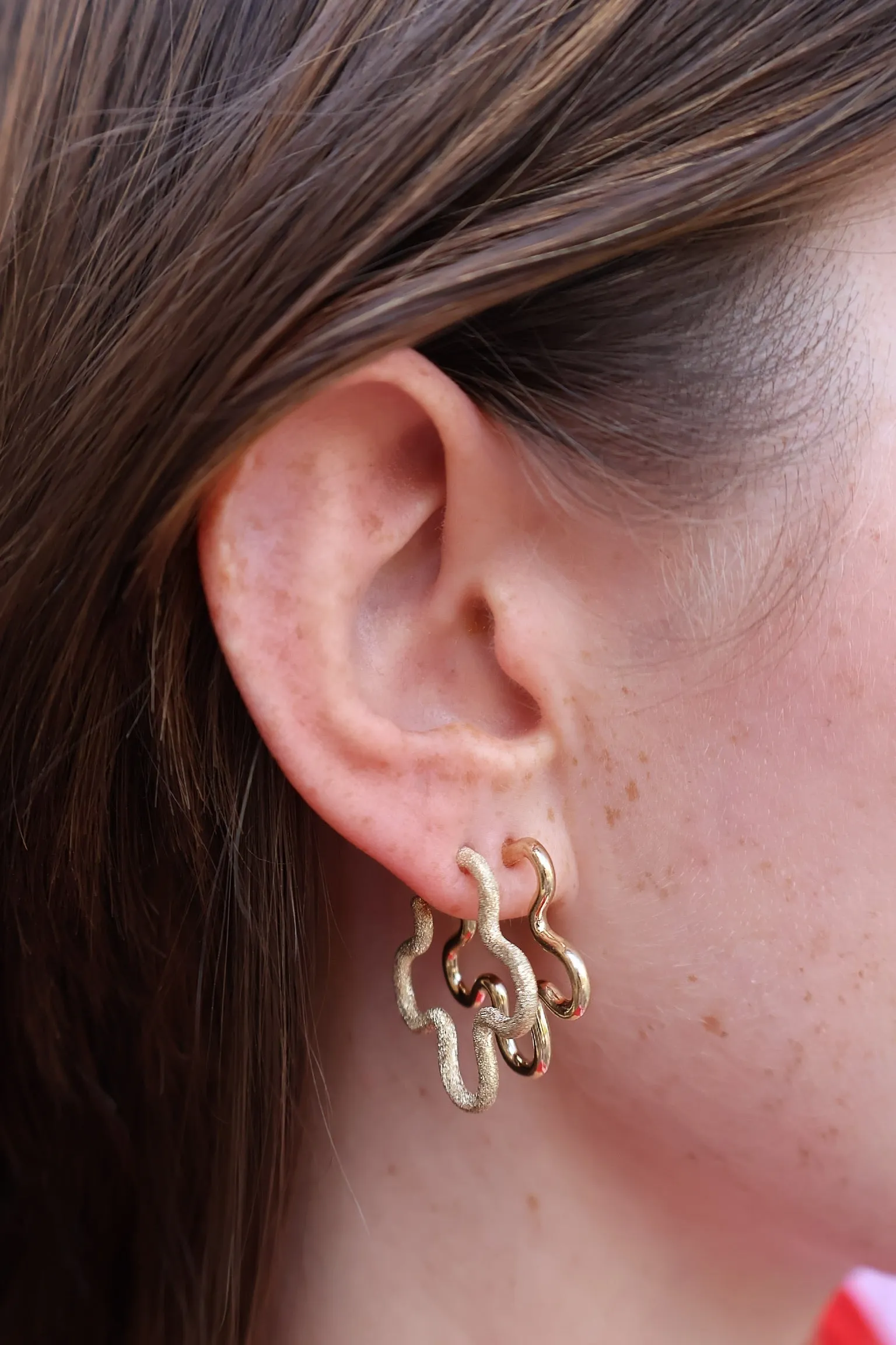 Asymmetrical Flower Hoop Earrings