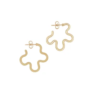 Asymmetrical Flower Hoop Earrings