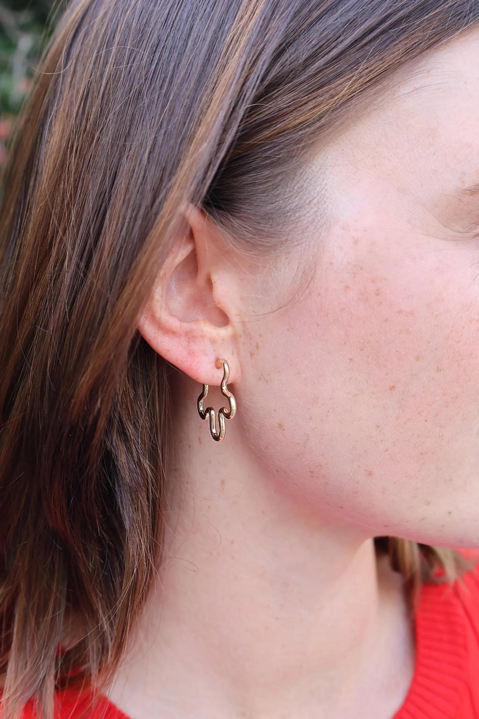 Asymmetrical Flower Hoop Earrings