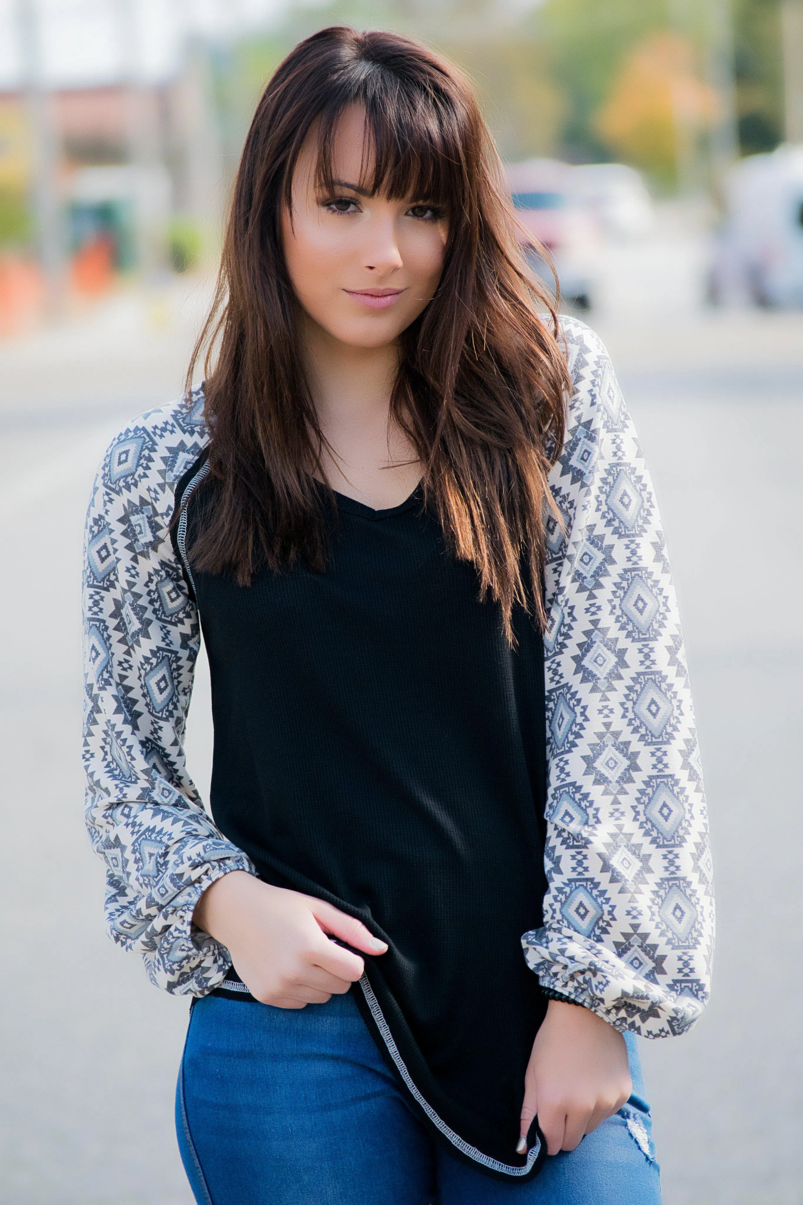 Aztec Sleeve Raglan Top