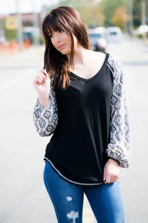 Aztec Sleeve Raglan Top