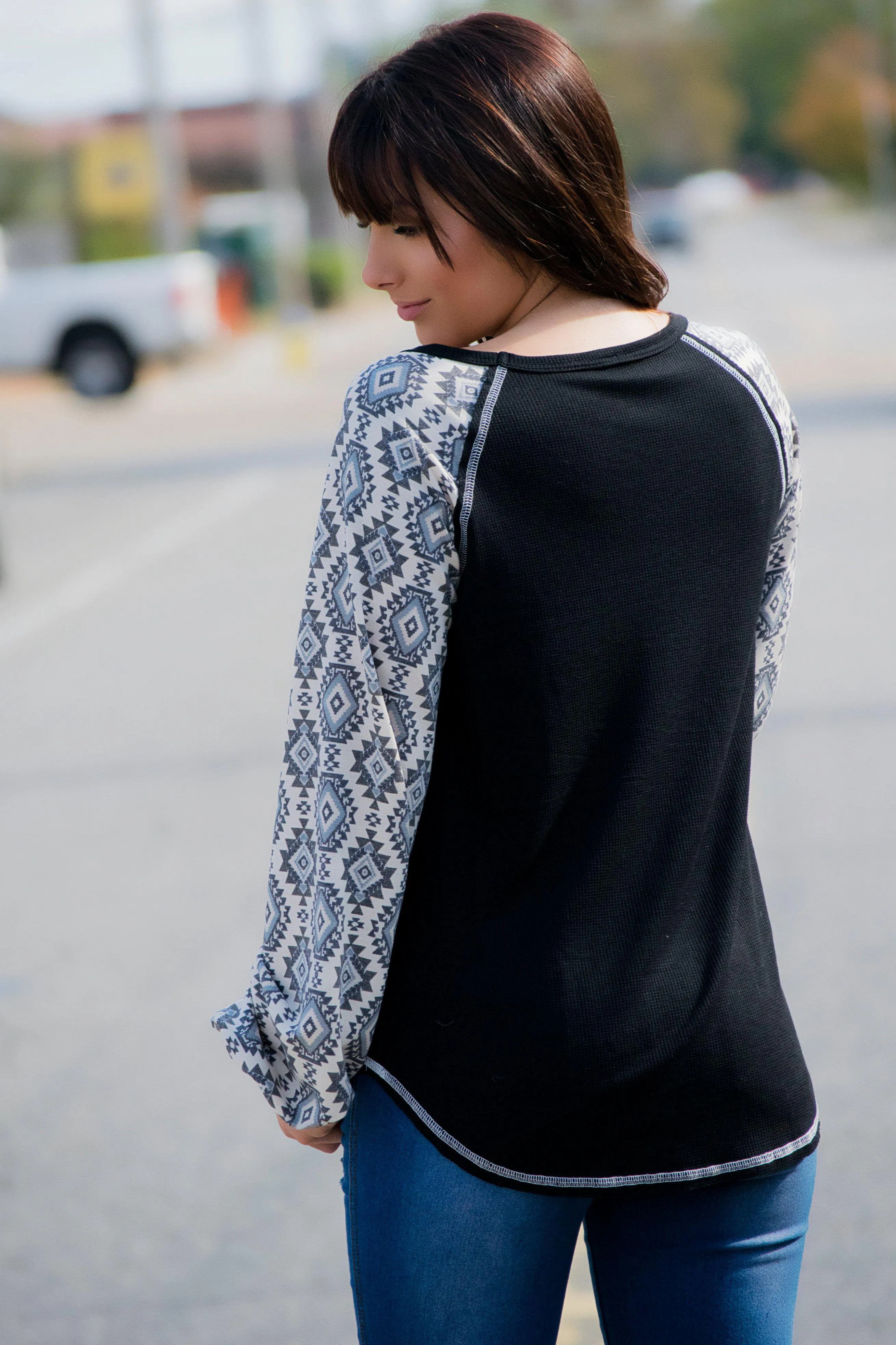 Aztec Sleeve Raglan Top