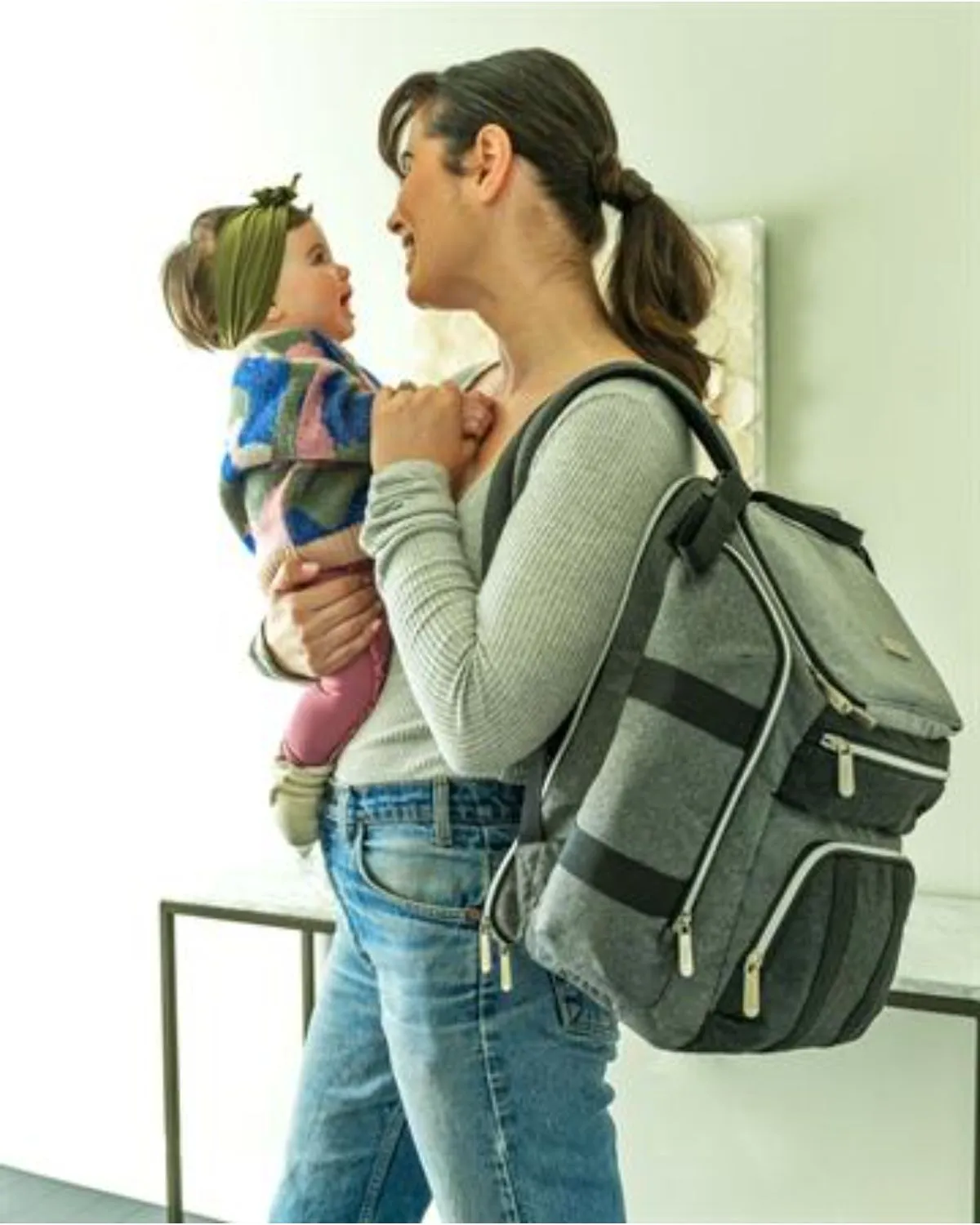 Baby Brezza Backpack Diaper Bag Grey/Black
