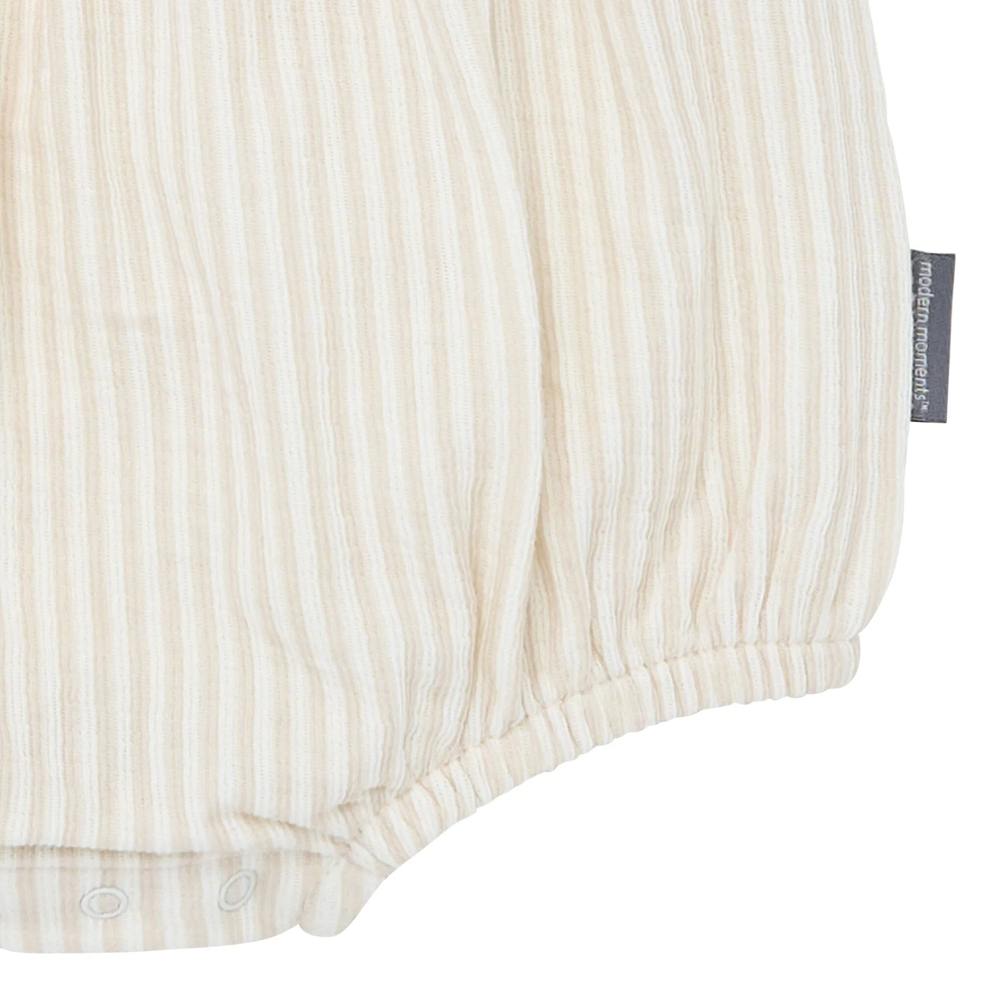 Baby Girls Light Taupe Stripe Ruffle Bubble Romper