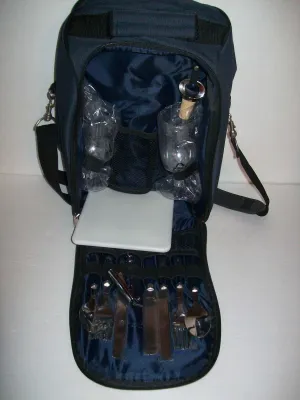 Backpack With Cooler & Utensils Wine Glasses, Silverware