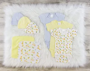 Bambini 8 Pc Layette Wash Cloth, Onesies, Beanies Clothes Set (NB,S,M,L)