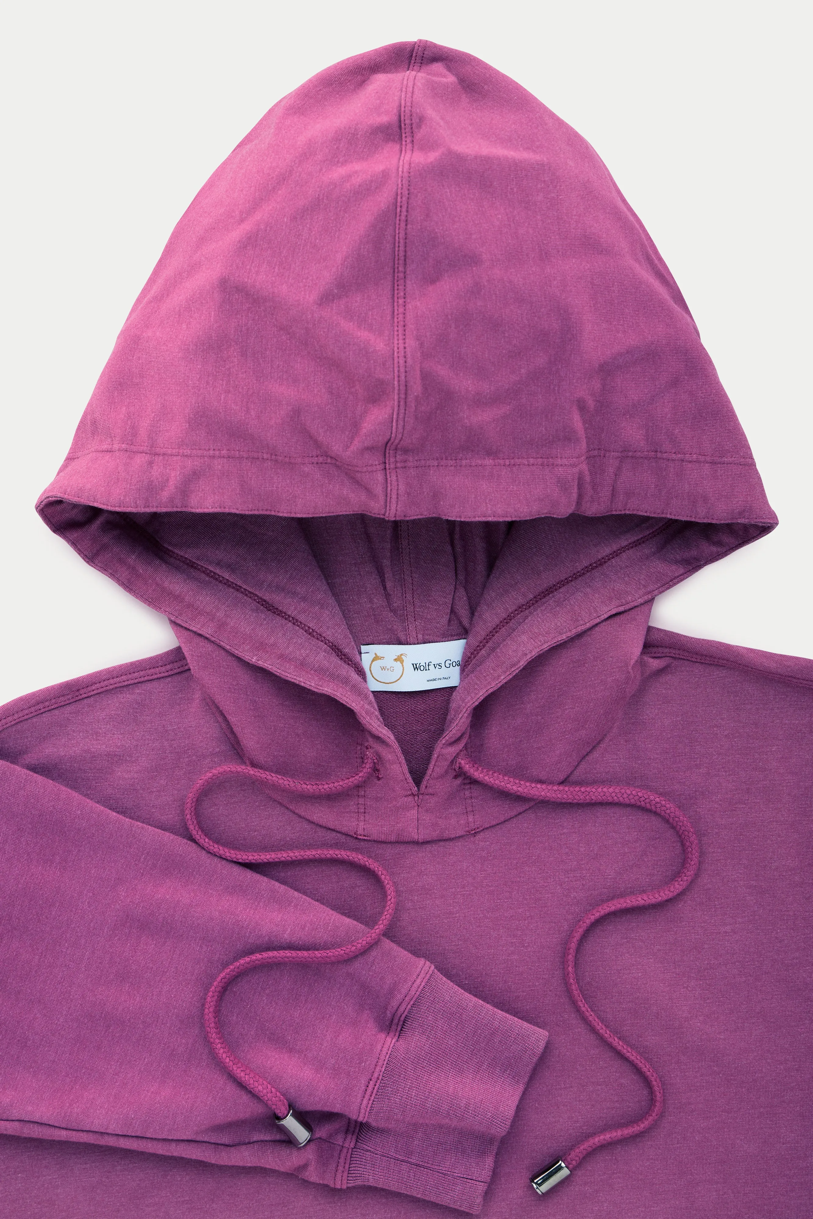 Bamboo Sorona Relaxed Pullover with Hood Red Violet