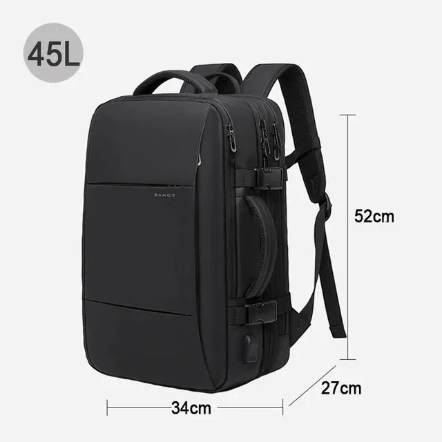 BANGE Expandable Men's Backpack – Waterproof 17.3-inch Laptop Backpack, Large Capacity Hiking Travel Bag for Men