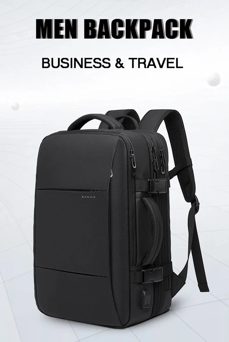 BANGE Expandable Men's Backpack – Waterproof 17.3-inch Laptop Backpack, Large Capacity Hiking Travel Bag for Men