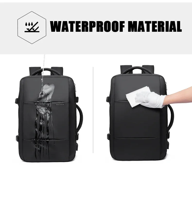 BANGE Expandable Men's Backpack – Waterproof 17.3-inch Laptop Backpack, Large Capacity Hiking Travel Bag for Men