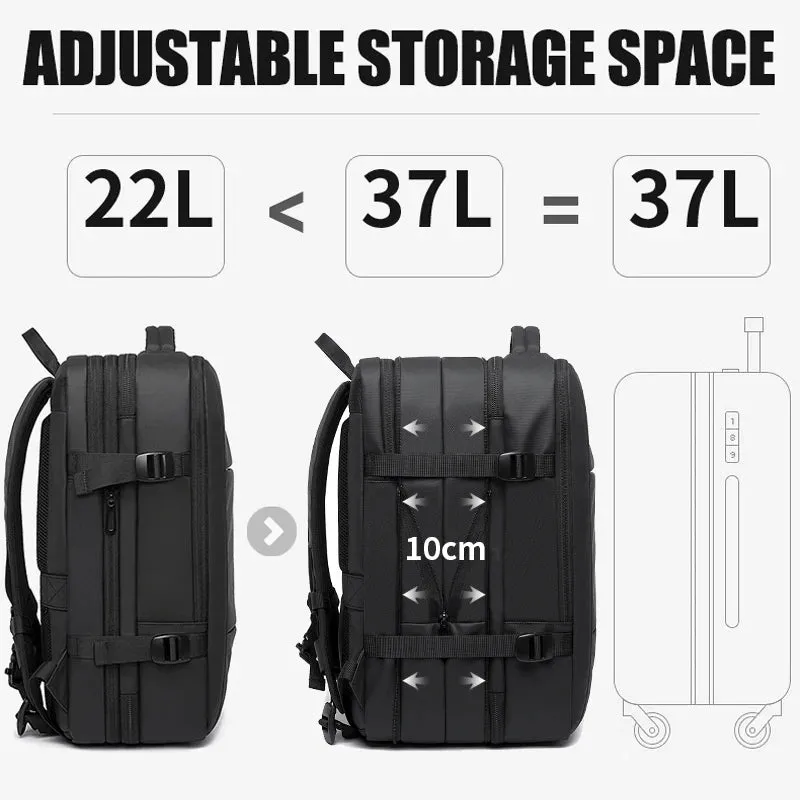 BANGE Expandable Men's Backpack – Waterproof 17.3-inch Laptop Backpack, Large Capacity Hiking Travel Bag for Men