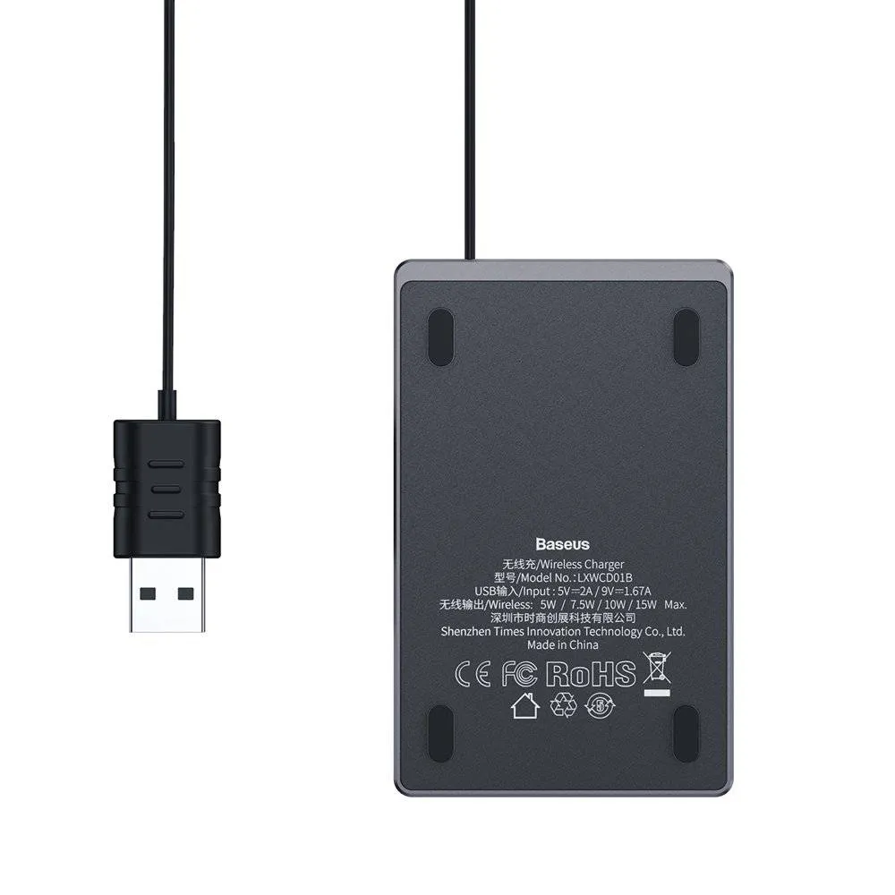 Baseus - Card Ultra-thin Wireless Charger 15W (with USB cable 1m) (Black)