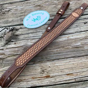 Basketweave Tooled Leather Rifle Sling