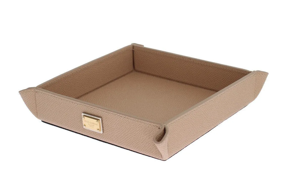 Beige Dauphine Leather Phone Tray, Catchall, Valet, Key, Wallet, Card, Tray, Plate