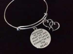 Best Friends Connected by The Heart Silver Expandable Charm Bracelet Adjustable Bangle Trendy Gift BFF