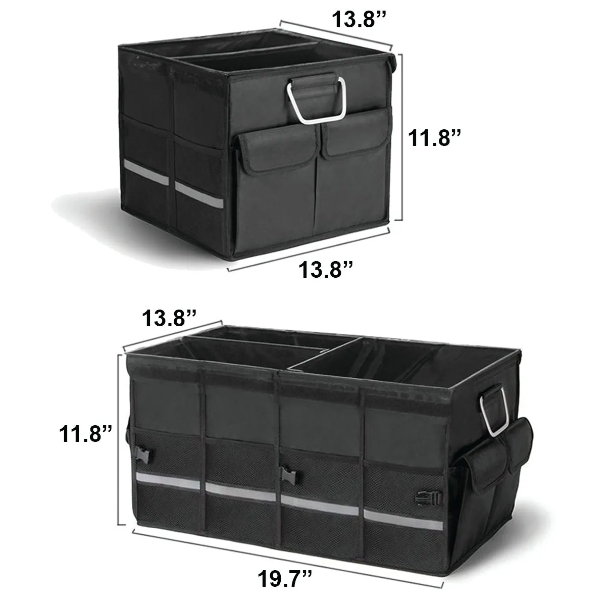 Big Trunk Organizer, Custom-Fit For Car, Cargo Organizer SUV Trunk Storage Waterproof Collapsible Durable Multi Compartments WaJE253