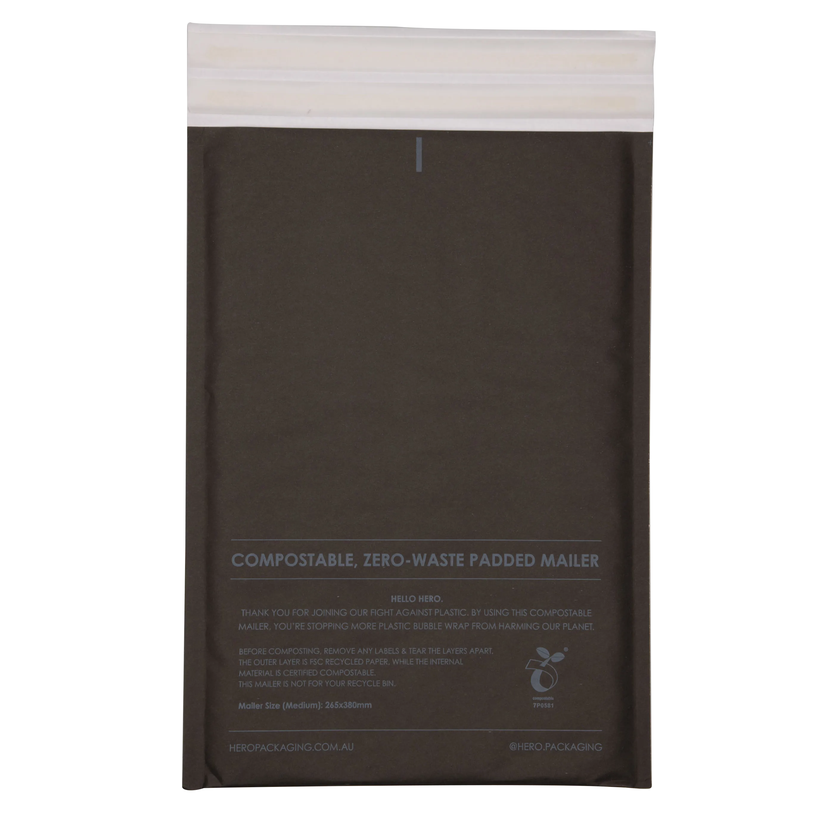 Black Compostable HEROBUBBLE Mailer - From Packs of 25