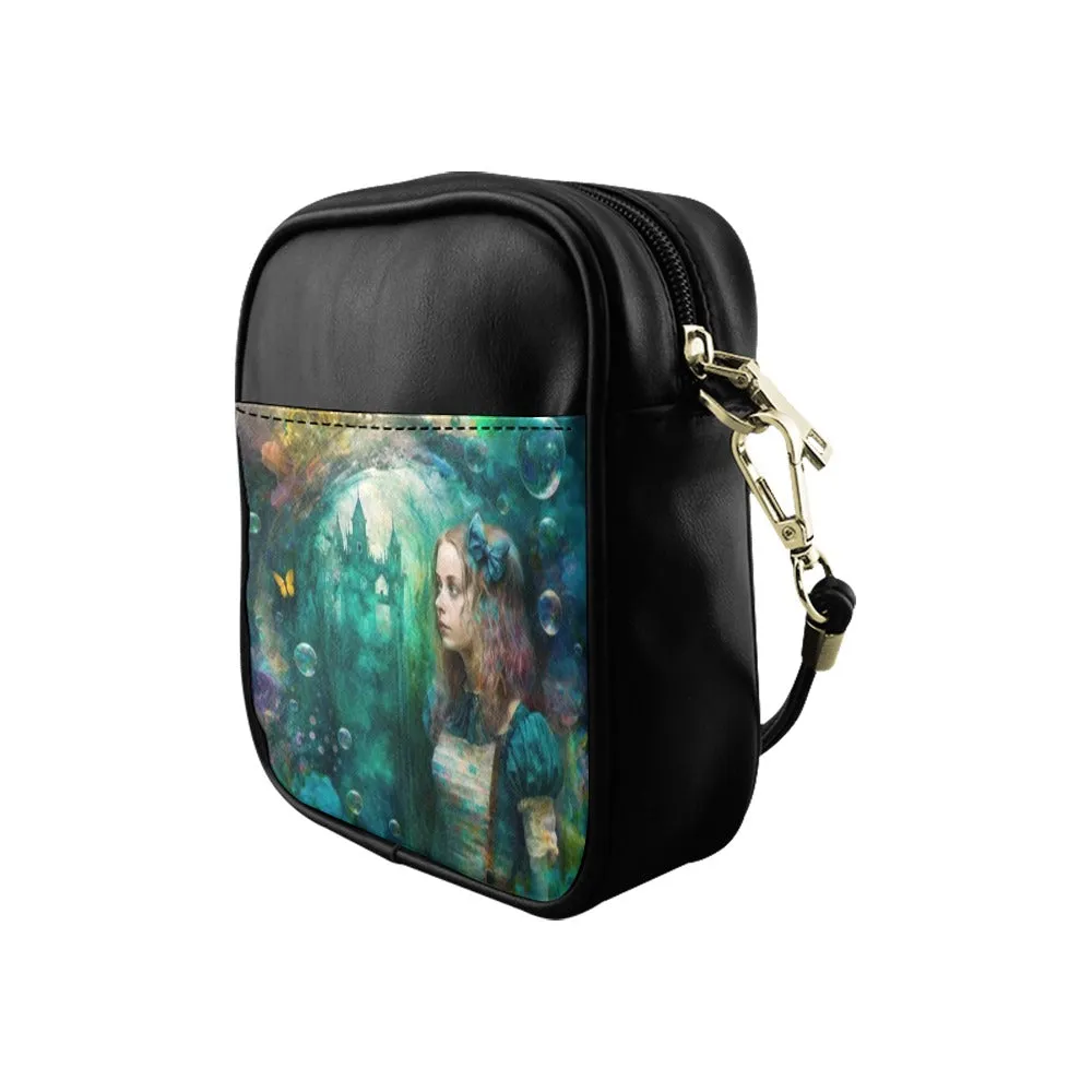Blue-Green Dark #9 Alice in Wonderland Mini Phone Purse - Crossbody Sling Bag