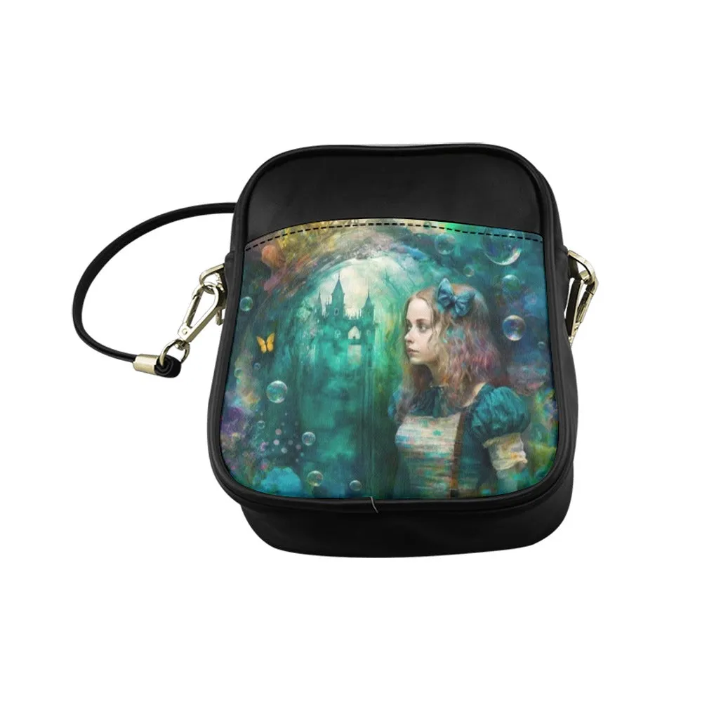 Blue-Green Dark #9 Alice in Wonderland Mini Phone Purse - Crossbody Sling Bag