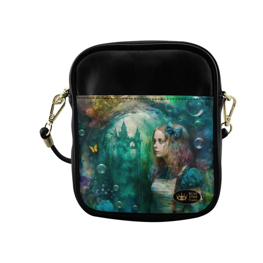 Blue-Green Dark #9 Alice in Wonderland Mini Phone Purse - Crossbody Sling Bag