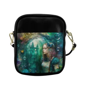 Blue-Green Dark #9 Alice in Wonderland Mini Phone Purse - Crossbody Sling Bag