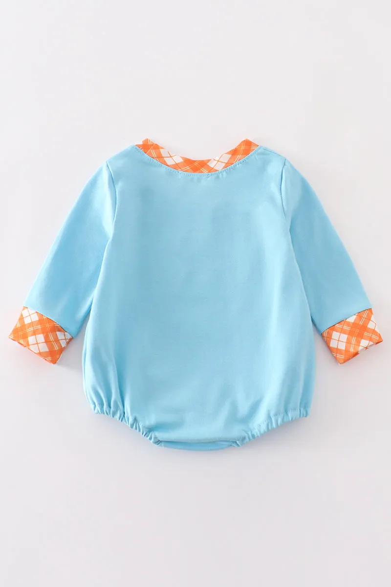 Blue Truck Pumpkin Applique Boy Bubble