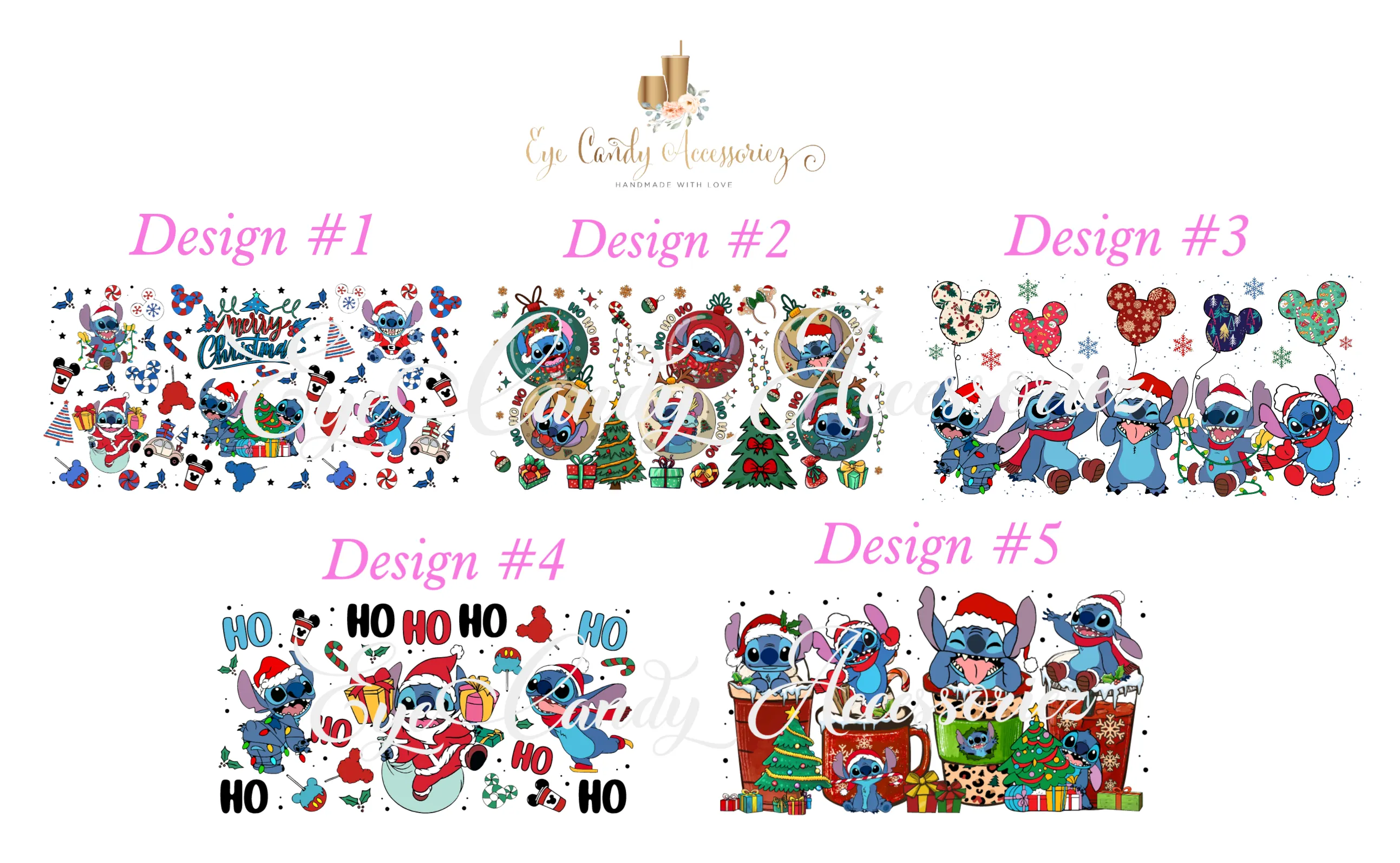 Blue Xmas Glass Cans   Mugs- 5 Designs available