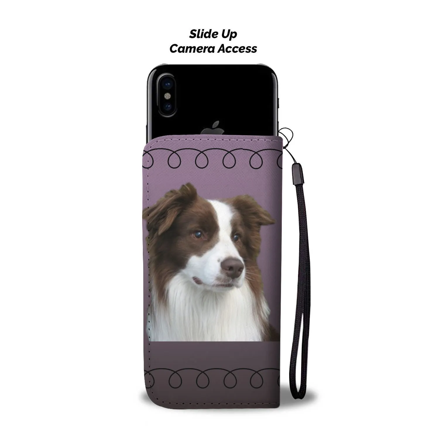Border Collie Phone Case Wallet - Purple