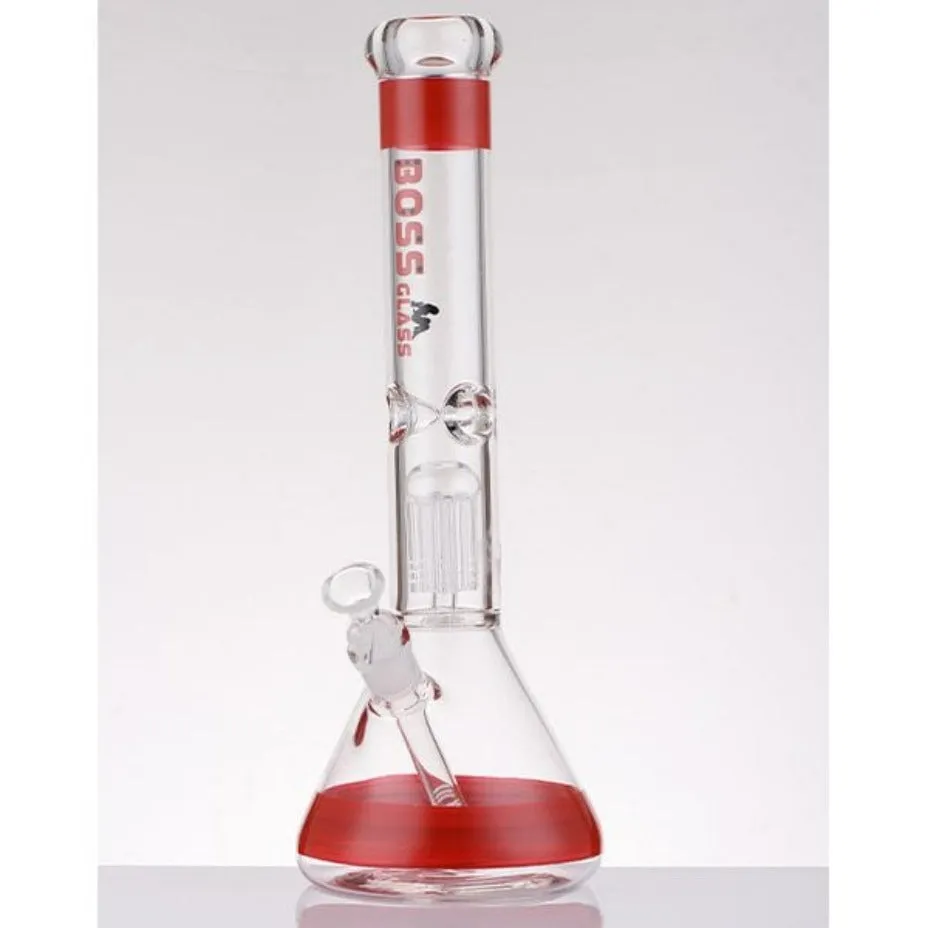 Boss Glass 7mm Color Block Logo Beaker W/Showerhead perc-16"