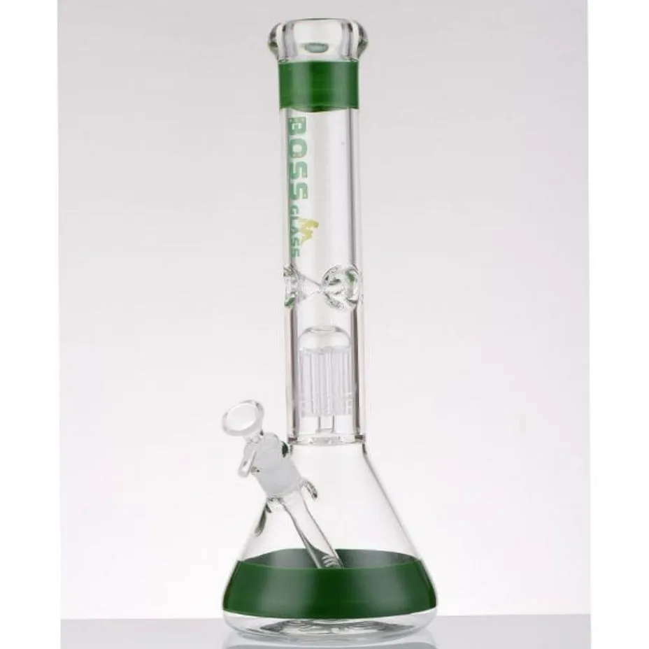 Boss Glass 7mm Color Block Logo Beaker W/Showerhead perc-16"