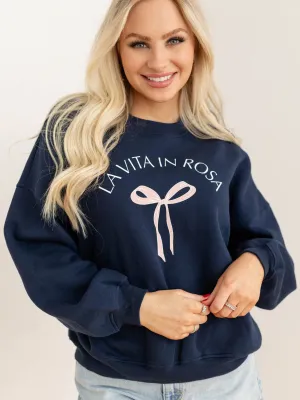 Bow Graphic Crew Neck Sweatshirt