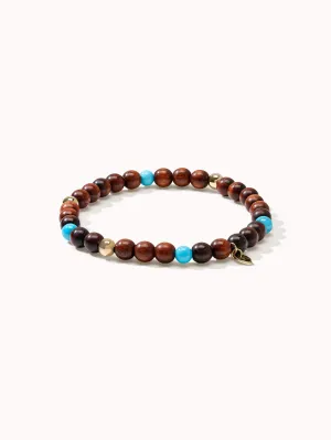 Bracelet INDIA Snakewood with Turquoise beads, one row, medium
