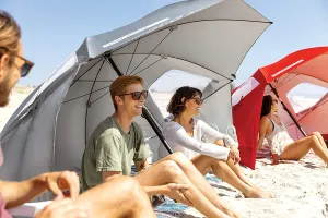 Brand new Sport-Brella Ultra SPF 50  Angled Shade Canopy Umbrella for Optimum Sight Lines at Sports Events (8-Foot) Grey!