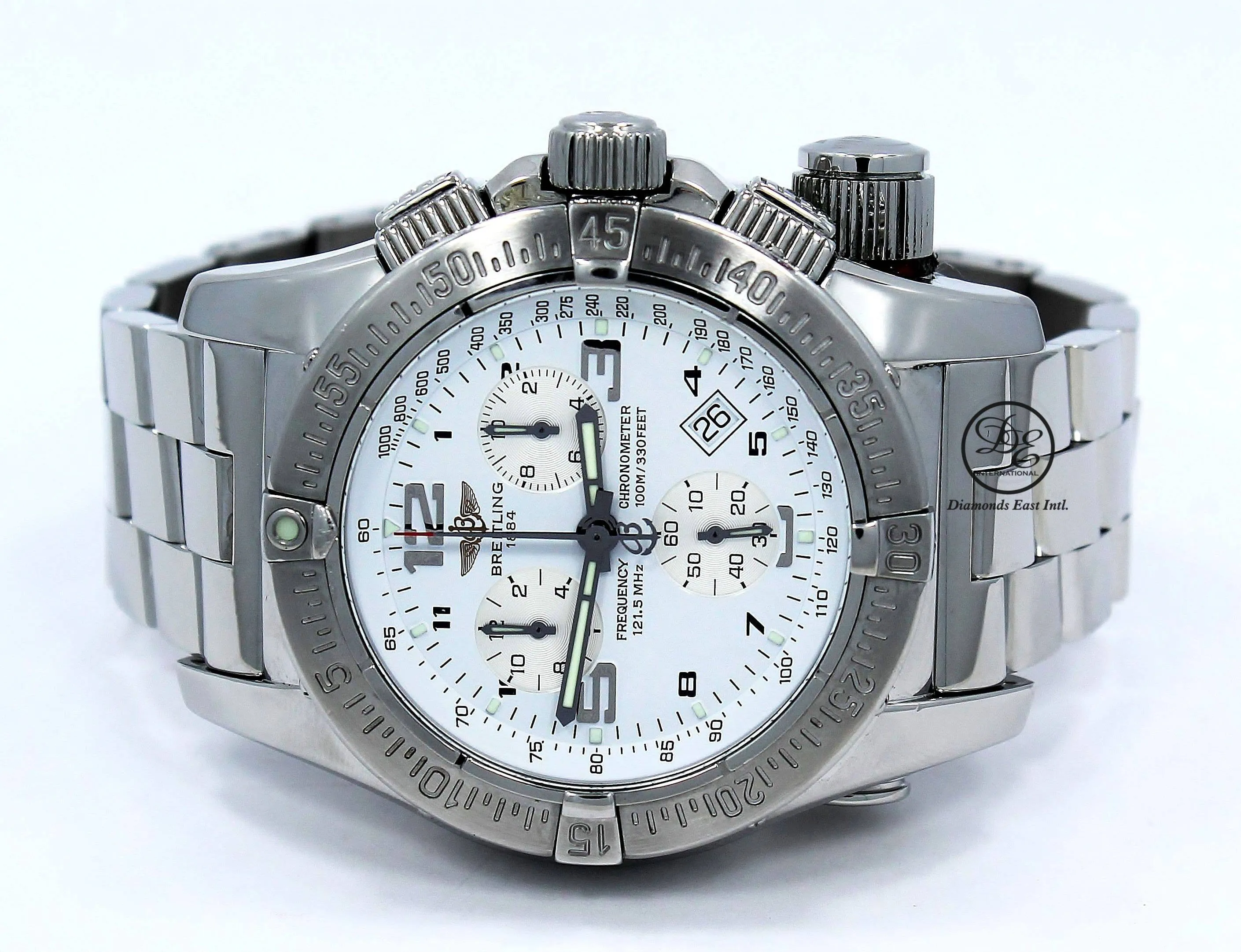 Breitling Emergency Mission A73321 45mm Chronograph White Dial COMPLETE SET SERVICED