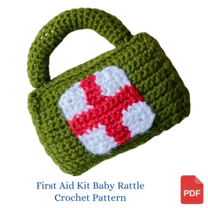 Briefcase Rattle Crochet Pattern, First Aid Kit Rattle Pattern, Handbag Rattle Pattern