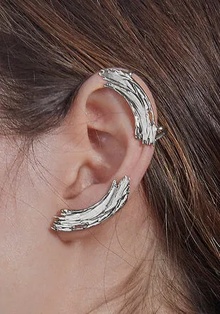 Brushstroke Ear Crawlers in Rhodium