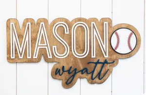 Bubble Baseball Wood Sign