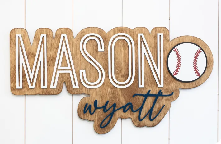 Bubble Baseball Wood Sign