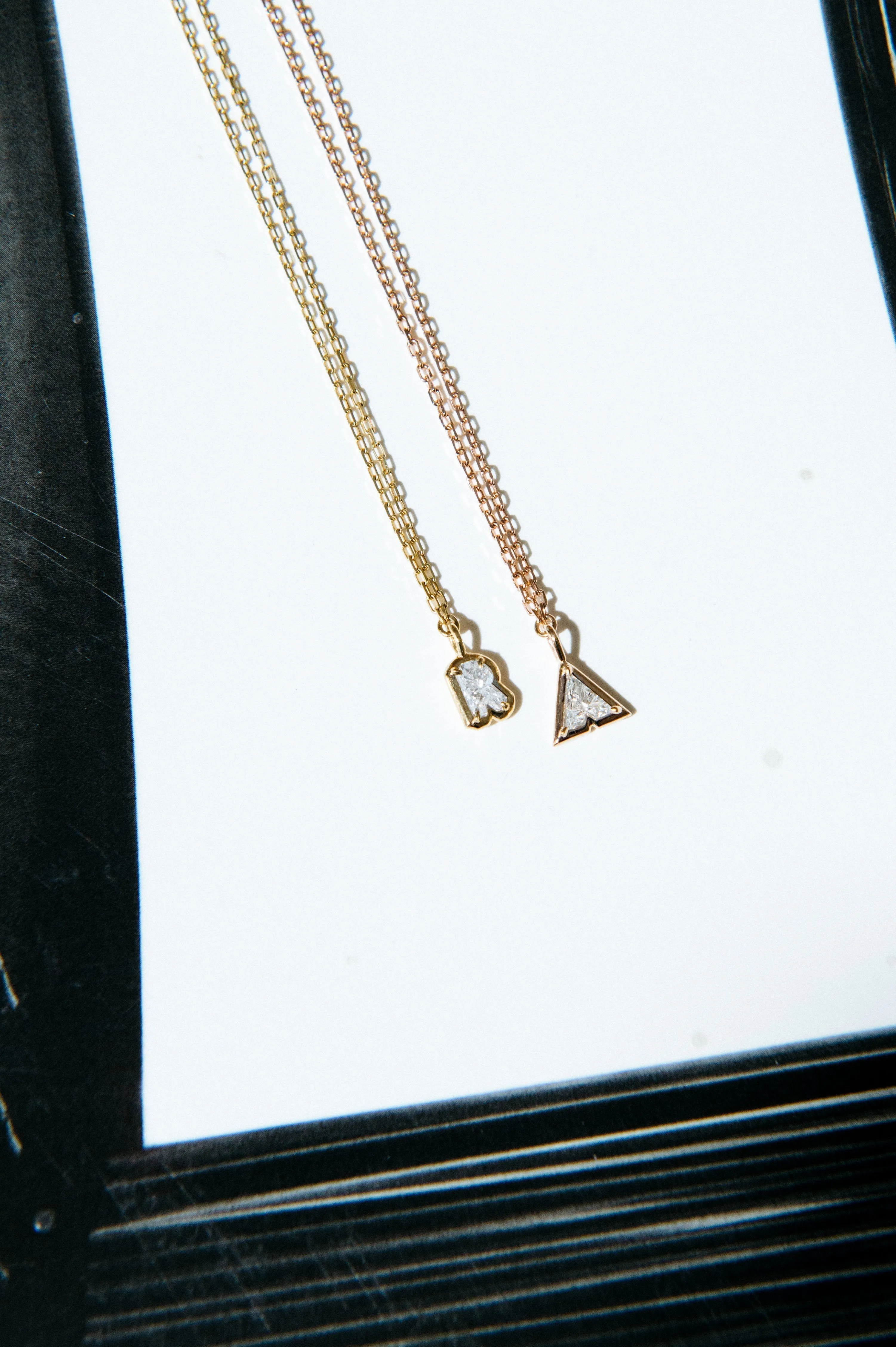 Bubble Bezel Necklace White Diamond Letter