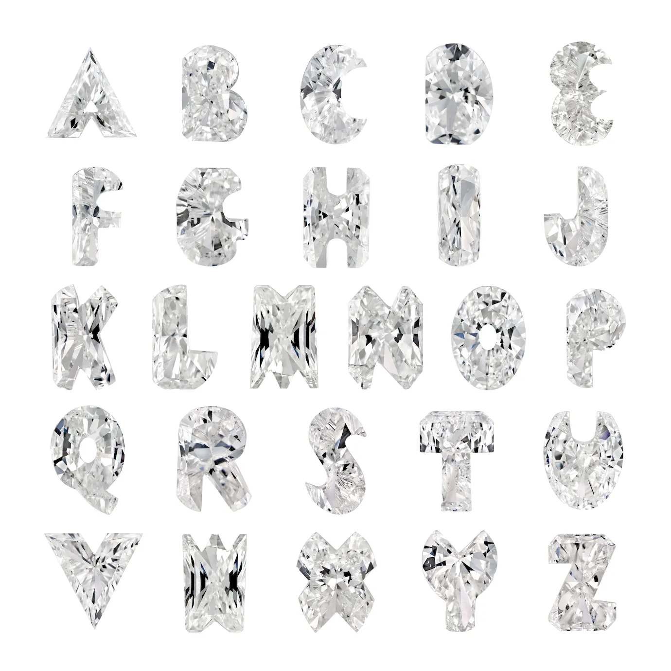 Bubble Bezel Necklace White Diamond Letter