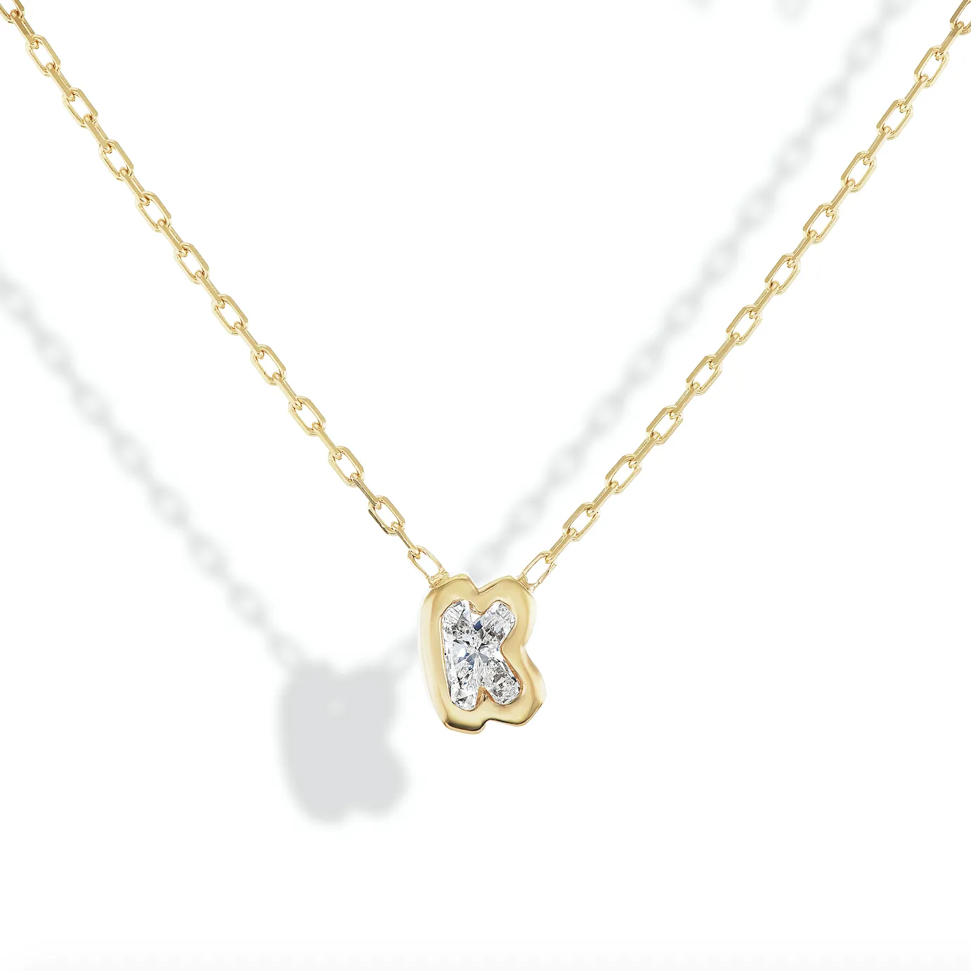 Bubble Bezel Necklace White Diamond Letter