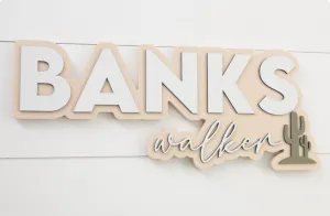 Bubble Cactus Wood Sign