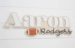Bubble Football Wood Sign
