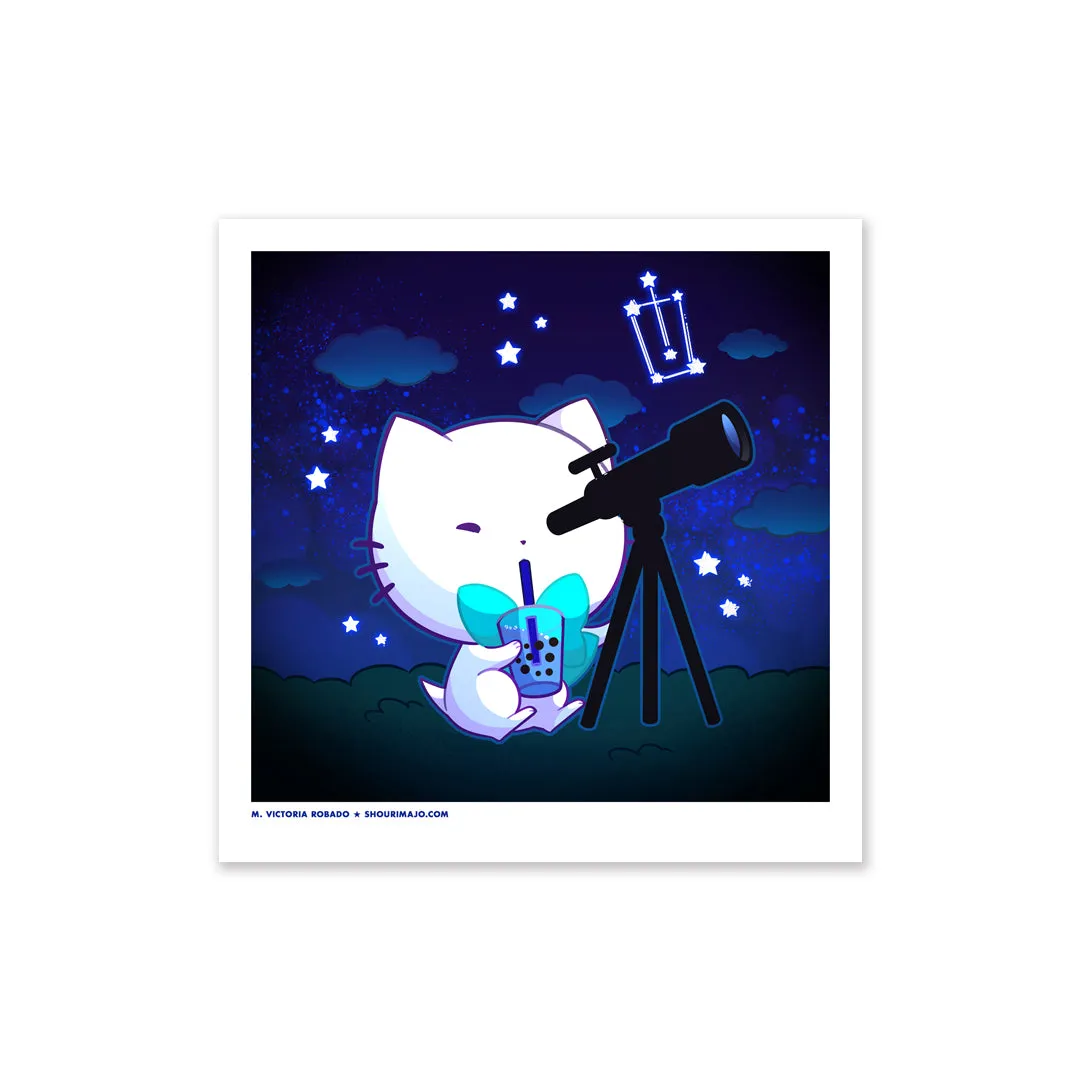 Bubble Kittea Astronomer Art Print (Signed)