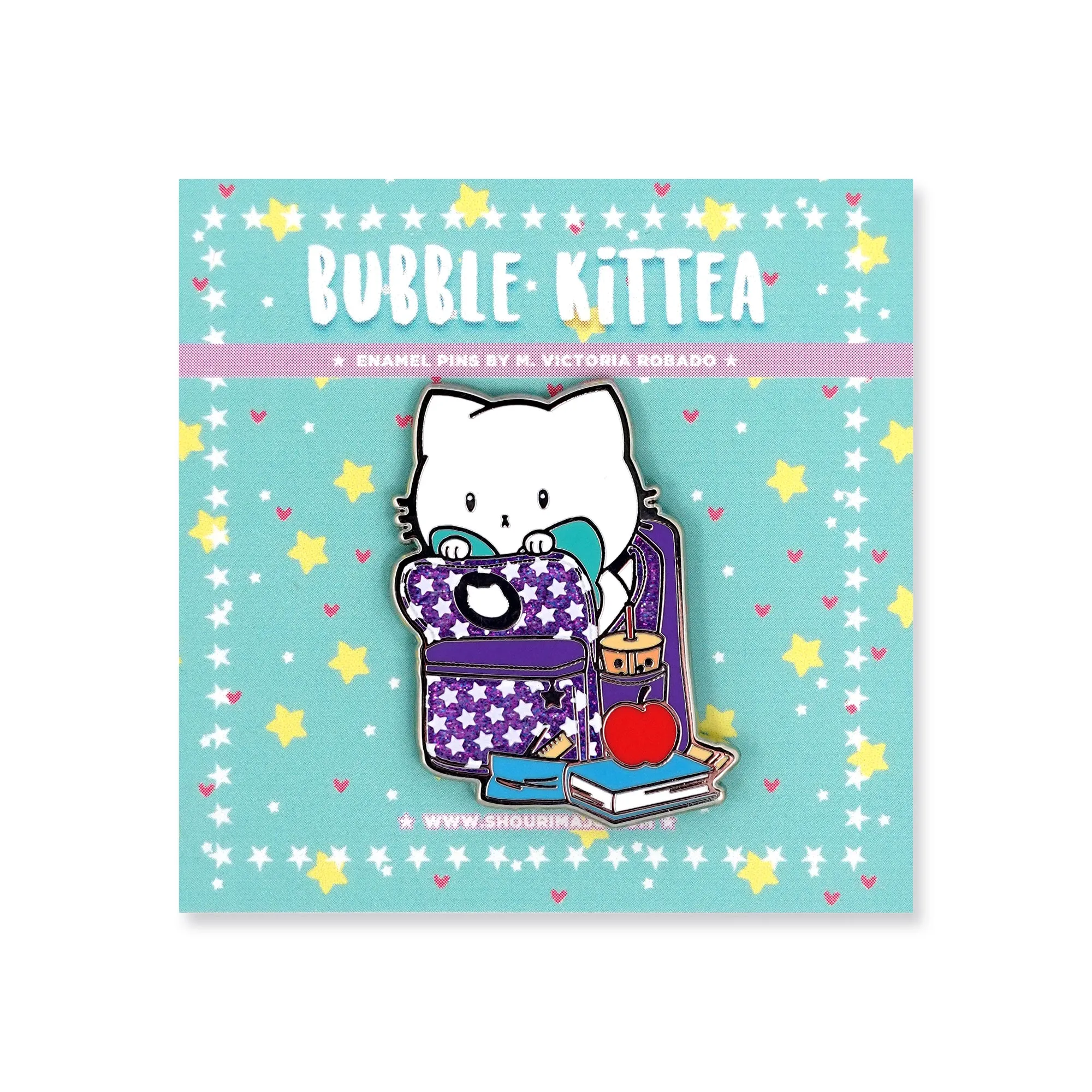 Bubble Kittea Back to School Enamel Pin