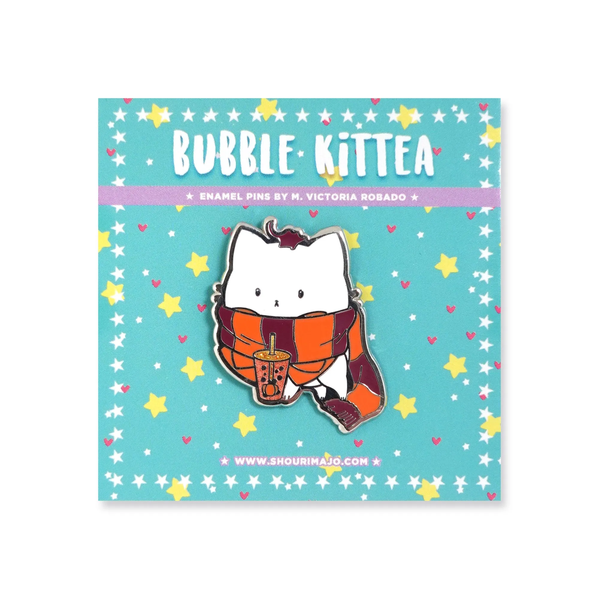 Bubble Kittea Fall Enamel Pin