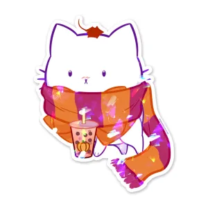 Bubble Kittea Fall Sparkly Sticker