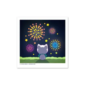 Bubble Kittea Fireworks Art Print (Signed)