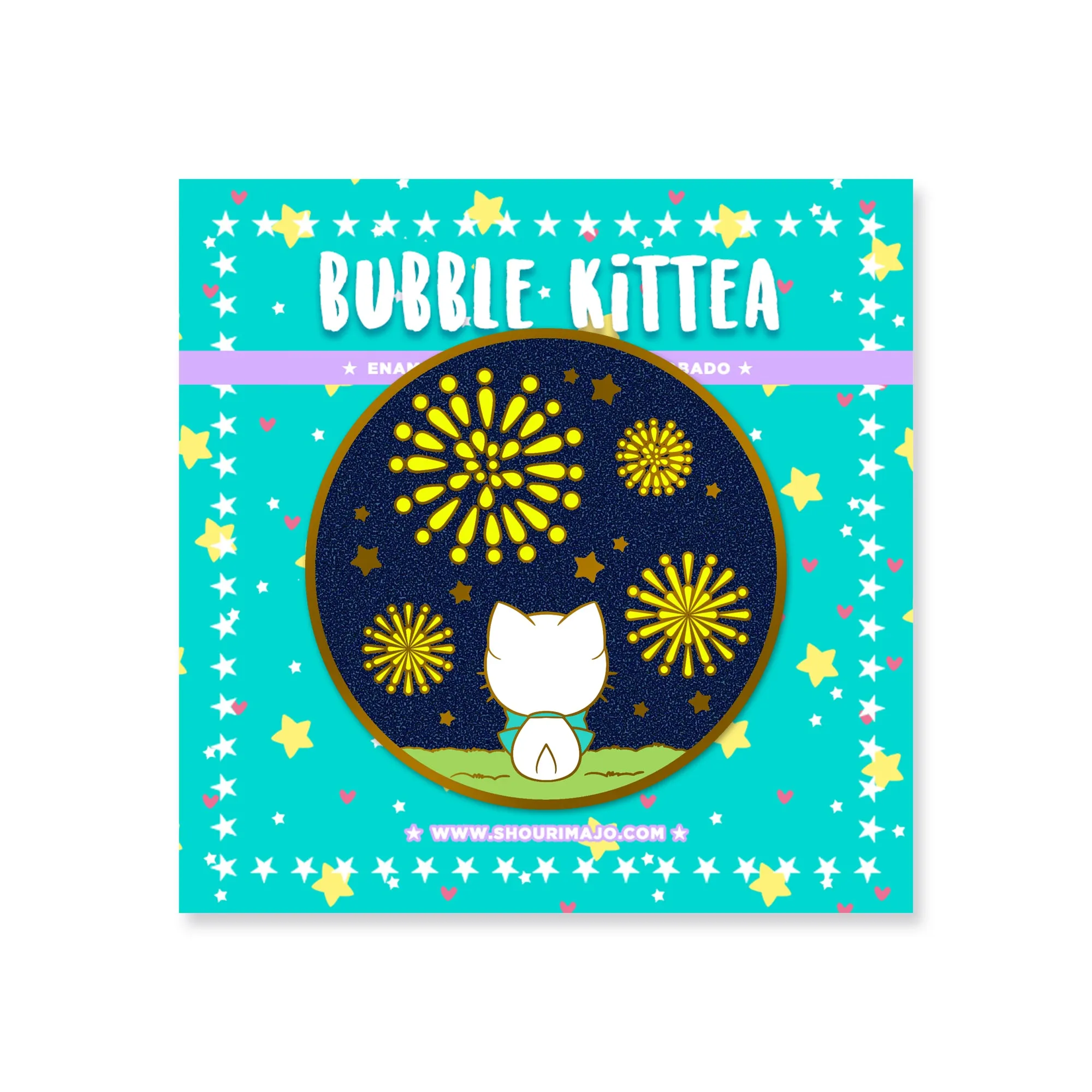 Bubble Kittea Fireworks Enamel Pin